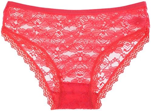 Briefs Women's Transparent Lace Panty Size XXL Watermelon Red