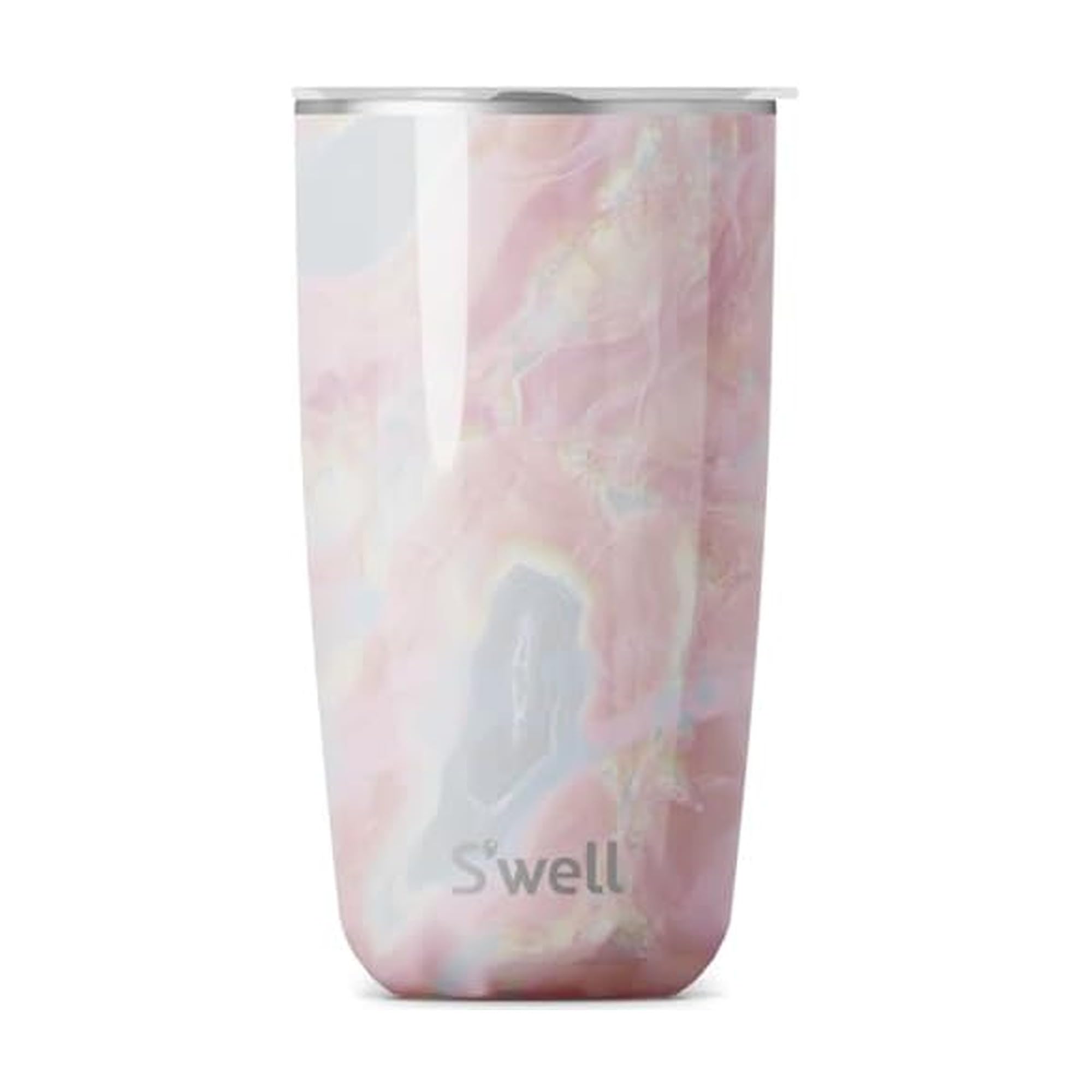 S'well Tumbler with Lid, 530ml, Geode Rose, BPA/BPS-Free Vacuum Triple-Insulated Travel Cup with Slide-Open Lid, for Hot and Cold Beverages