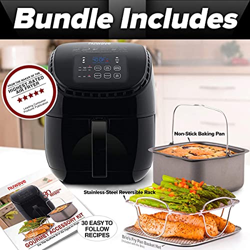 NUWAVE Brio 3Quart Digital Air Fryer With Bonus Pan and Frying Rack