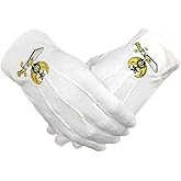 Freemasoner Shriner Symbol Hand Embroidered Cotton Masonic White Gloves