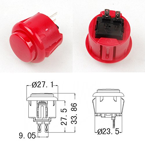EG Starts 12x 24mm OEM Arcade Push Buttons Switch Perfect Replace for Sanwa OBSF-24 OBSC-24 OBSN-24 Push Button DIY Fighting Stick PC Joystick Games Parts ( Each Color of 2 Pieces )
