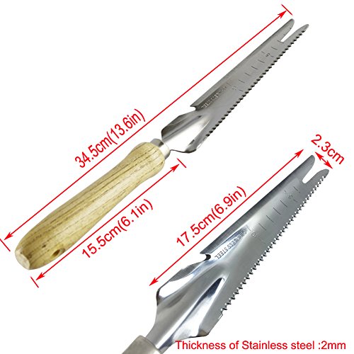 EVNSIX 3 Piece Gardening Tools Set Stainless Steel Heavy Duty Trowel Fork Multi-Tool Garden Gifts - Thumbnail 3