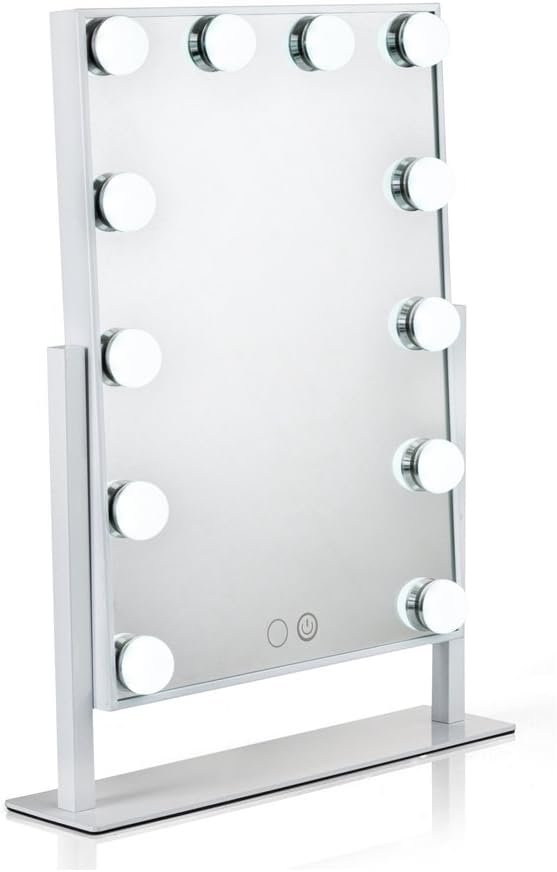 WanEway Hollywood Lighted Vanity Mirror with LED Lights for Makeup Dressing Table Set Plug in Illuminated Cosmetic Mirror with 12 Dimmable Bulbs and Power Supply