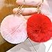 Valpeak 9.5cm Rabbit Fur Ball Pom Pom Keychain Fluffy Fur Keychain for Women Fur Pom Pom Key Chain(Light Pink)