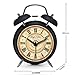 VIVISKY(TM) Multi-style 4-inch Retro Twin Bell Silent Non Ticking Alarm Clock (Nightlight black)