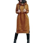 NUTEXROL Women's Thickening Long Fleece Sweatshirt String Hoodie Dress Pullover Plus Size