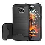 Samsung Galaxy S7 Edge Case, Raydem Galaxy S7 Edge Shockproof Case with Card Slot Holder and Built-In Kickstand,Wire Drawing Cover Design