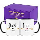 Fatbaby Hubby and Wifey Est 2026 Coffee Mug,Mr and Mrs Couple Mug, Newlywed Gifts for Couples,Unique Bridal Shower Wedding Gifts for Bride and Groom 11oz