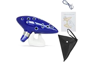SENHAI Ocarina Instrument with Neck Strap Cord and Song Book, 12 Hole Alto C Ocarinas With Gift Box, Hand-shape Display Stand