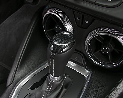 YiXunTen For Chevrolet Camaro 2017+ Carbon Fiber Grain ABS Car Gear Shift Knob Decor Decal Cover Trim