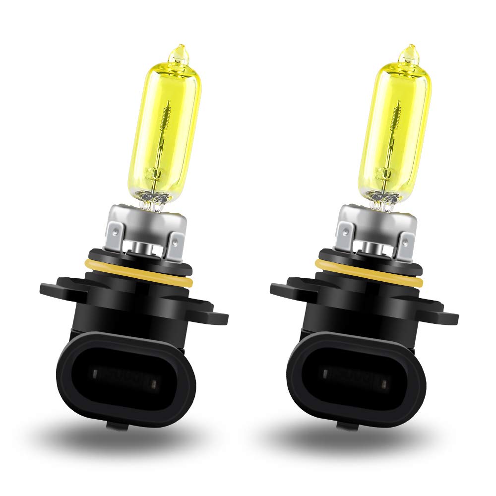 Teguangmei 2Pcs 9005 Halogen Headlight Bulbs 65W 3000K Super Bright Gold Yellow Halogen Headlamp 12V Replace for Car Front Headlight Fog Light