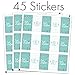 Blue and Silver Sweet 16 Birthday Party Mini Chocolate Candy Bar Wrappers, Blue Sweet Sixteen Party Favor Stickers - 45 Count