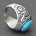 VQYSKO Retro Turquoise Ring for Men and Women | Stainless Steel Oval Turquoise Ring for Men and Women | Ideal Gift for Dad Boyfriend Blue/Black/Brown/White Color for Choice (Blue, 12)