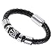 Cupimatch Mens Stainless Steel Masonic Freemason Leather Bracelet Cuff Bangle with Magnetic Clasp (Type 1)