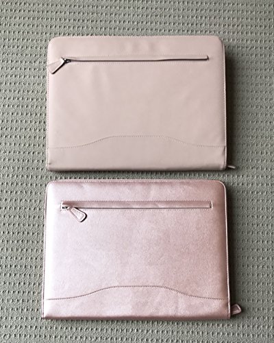 Professional PU Leather Padfolios Business Portfolio Document Organizer & Holder Padfolio Case for Notepads,Pens,Phone,Documents,Business Cards Blush Pink - Thumbnail 3
