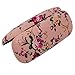 ZZ Sanity Flower Fabric Covered Clam Shell Style Eyeglass Case Spectacles Box （Pink2）