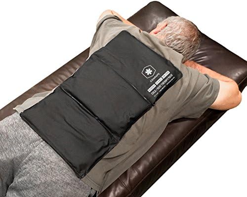 Flexible Gel Ice Pack for Back Pain Injury by IceWraps - 12"x21" Reusable Cold Pack/Microwavable Warm Healing Clay, Upgraded Black Lining Resistant to Cracks or Leaks, Oversize