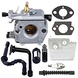 Buckbock Carburetor with Gasket Air Filter Fuel Filter Fuel Line Oil Line Spark Plug for Stihl 024 026 MS240 MS260 1121 120 0611