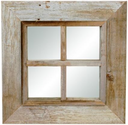 MyBarnwoodFrames Authentic Reclaimed Barn Wood Window Pane Mirror (4 Panes, 18x18 Inches)
