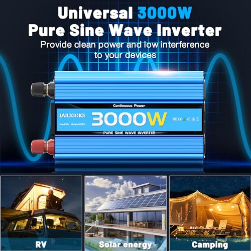 12 V 220 V Pure Sinus 3000 W Voltage Converter with USB and EU AC Current – Peak Power 6000 W Voltage Transformer