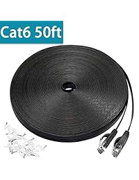 CAT6 cable de Ethernet 50 ft, 1.Negro