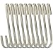 RuiLing Flat Style Premium Stainless Steel S Hook Cookware Universal Pot Rack Hooks Sturdy Hanging Hooks - Multiple uses for Kitchenware, Pots, Utensils, Plants, Towels - Set of 10