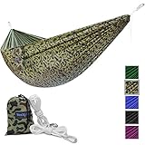 Yes4All Lightweight Double Camping Hammock with Carry Bag – Nylon Parachute Hammock / Lightweight Portable Hammock for Camping, Hiking (Camouflage)