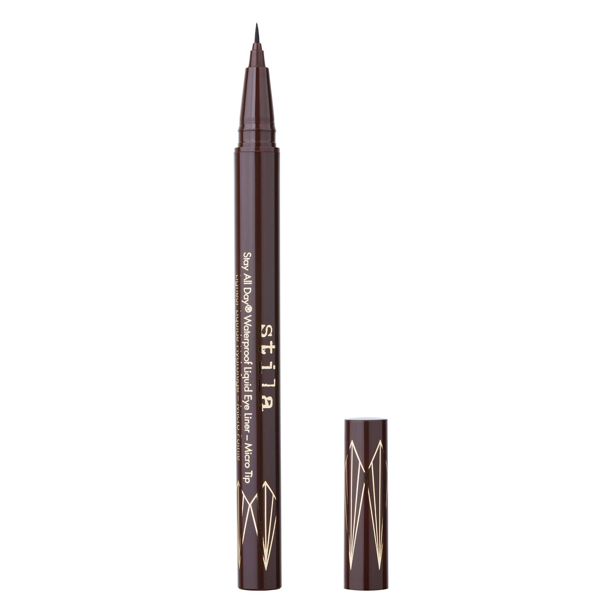 Stila All Day Dual-Ended Liquid Eye Liner, Easy To Use Eyeliner Pen, Smudge & Transfer Proof, Liner Stays On All Day and Night, Goes On Smoothly Without Skipping, Smudging or Pulling - Dark Brown