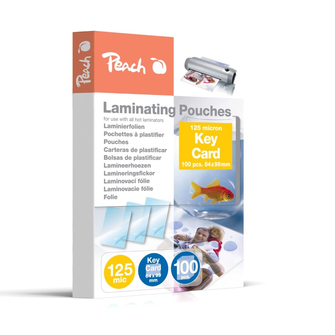 Peach Laminating Pouches for Key Cards (64x99mm), 125 mic, glossy, PP525-09, set of 100