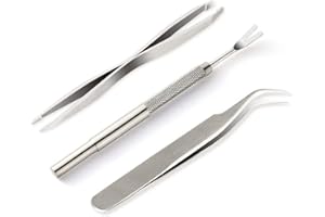 KUUQA 3 Pcs Stainless Steel Tick Remover Tool Set Pet Dogs Cats Ticks Remover Kit Including 1 PCS Tick Removal Tweezers 1 PCS