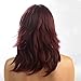Namecute Wine Curly Wigs Costume Long Synthetic Women's Wig Full Cap with Side Bang