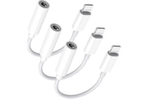 ESBEECABLES iPhone Headphone Adapter, 3 Pack [Apple MFi Certified] Lightning to 3.5 mm Headphone Jack Aux Audio Cable Adapter Dongle Compatible for iPhone 14 13 12 11 Pro Max XS XR X 8 7 iPad, Support All iOS