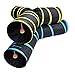 Purrfect Feline Longer Tunnel of Fun, Collapsible 3-Way Cat Tunnel Toy with Crinkle (Large, Blue)