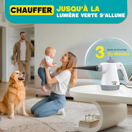 Portable Steam Cleaner 1050W High Temperature Cleaning - 100% Chemical Free Disinfection Multifunction Device for Kitchen, Bathroom, Car, Floors and Fabrics