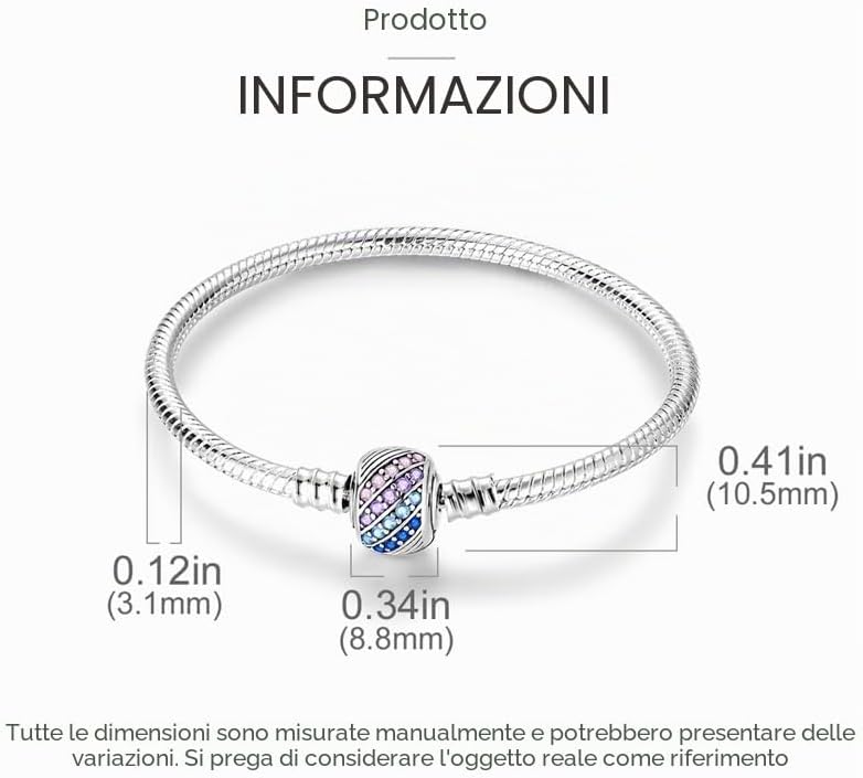 Moments-Bracciale Donna Argento 925 Braccialetto Snake Bracciali Gioielli Regalo Natale Compleanno Festa Della Mamma per Moglie Amiche Amica