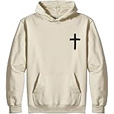 TQUEQRW Christian Sweatshirts for Men Christ Cross Pullover Hoodie Inspirational Faith Graphic Long Sleeve Sweatshirt
