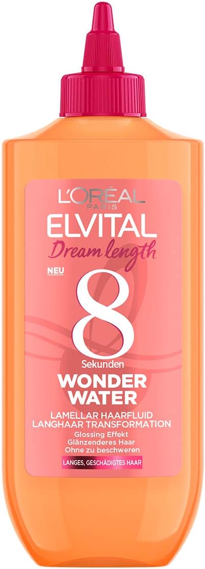 L'Oréal Paris Elvital Hair Treatment for Smooth Hair, No Silicone, No Reaction Time to Rinse, Dream Length 8 Seconds Wonder Water Lamellar Hair Fluid, 1 x 200 ml