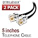 (2 Pack) 5 Inch Short Telephone Cable Rj11 Male To Male 5