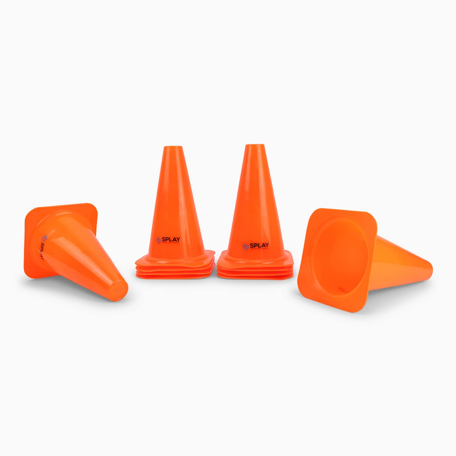 Splay Club Plastic Traffic Cones | Safety Cones for Field Practice, Outdoor Games, Fitness Training, Agility Set, Parking Markings | Cones with Waterproof Surface | Orange Colours – Pack of 4
