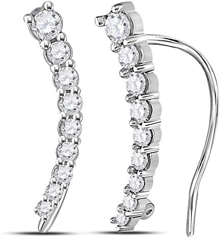 10kt White Gold Womens Round Diamond Graduated Journey Climber Earrings 1/4 Cttw