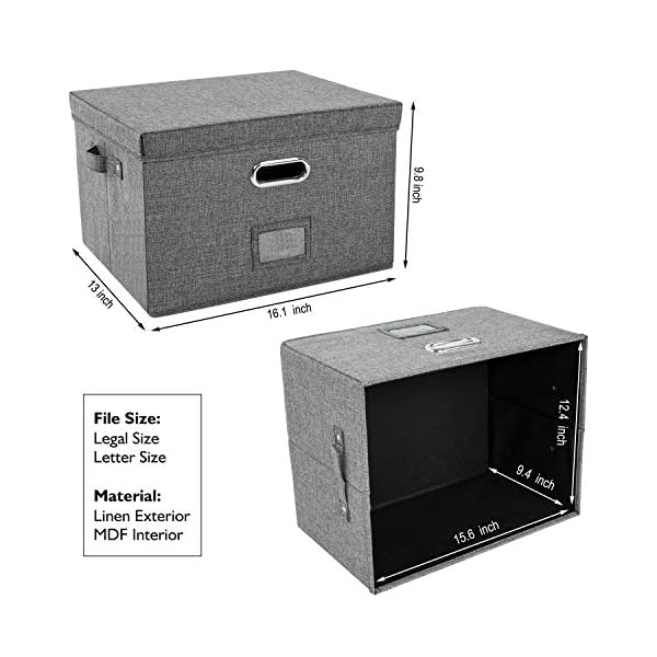 Jsungo 2 Pack File Organizer Box Office Document Storage With Lid Collapsible Linen Hanging Filing Organization Home Robinson Resource Kit