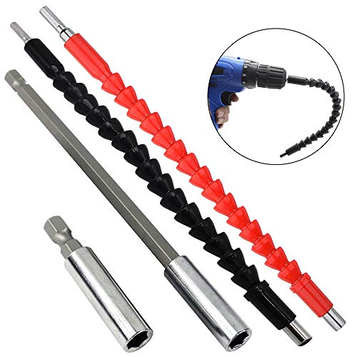 2 Pcs Flexible Drill Bit Extension,YuCool 11.6 Inch Screwdriver Shafts Set Socket Extension Cable Universal Drill Connection with 2 Pcs 1/4 Inch Magnetic Extension Holder for Quick Change