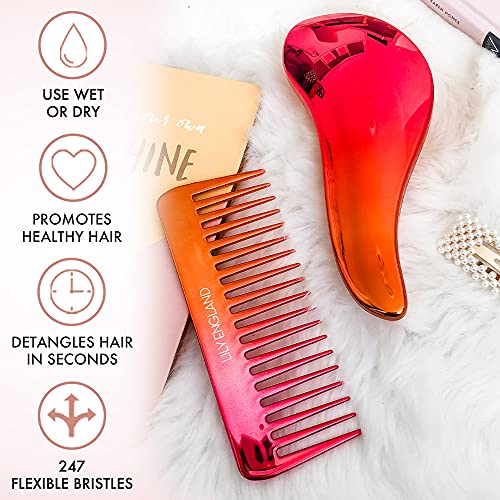Detangling Brush and Wide Tooth Comb Set Lightweight Hair Brush and