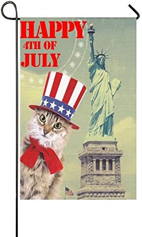 Rossne G sun Happy 4th Of July America Hat Cat Statue Of Liberty Garden Flag House Flag Decoration Double Sided Flag 28 x 40 Inch
