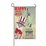 Rossne G sun Happy 4th Of July America Hat Cat Statue Of Liberty Garden Flag House Flag Decoration Double Sided Flag 12.5