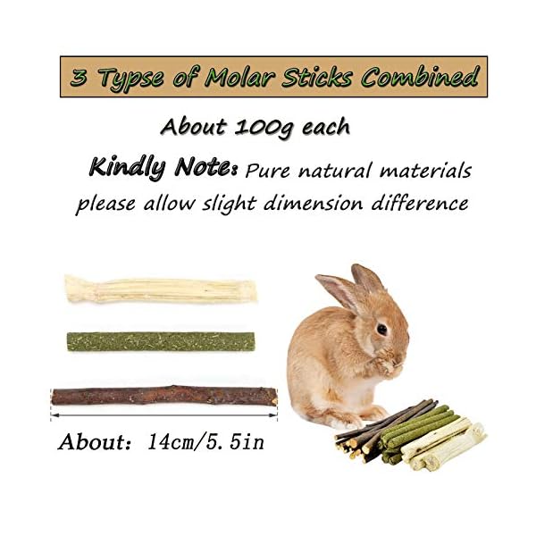 XIAO MO GU Bunny Chew Toys, 3 Types Rabbit Hamster Toys with Apple Wood Sticks Teeth Grinding Toy for Rabbits Bunny…