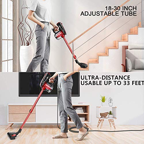 MOOSOO Vacuum Cleaner, 17KPa Strong Suction 3 in 1 Corded Stick Vacuum