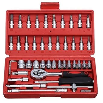 FAB Innovations 46 in 1 Pcs Tool Kit & Screwdriver and Socket Set Multi Purpose Combination Tool Case Precision Socket Set (Color May Vary)