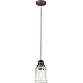 Farmhouse Pendant Light for Kitchen Island, HWH Oil-Rubbed Bronze Finish Pendant Light, Single 1-Light Hanging Light Fixture,