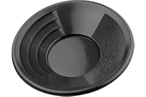 DRAGONXT 10" Gold Pan with Dual Riffles for Gold Panning, Mining & Prospecting (Black)